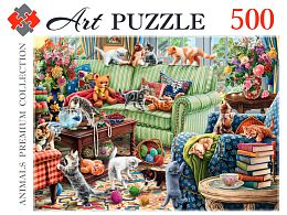 Artpuzzle Puzzle 500 pieces: Naughty kittens in the living room