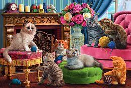 3D Jazzle Puzzle 48 pieces: Kittens by the fireplace