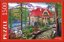 Puzzle Red Cat 1500 details: Beautiful house by the lake