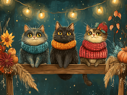 Wooden puzzle with 500 pieces. Furry creatures. Three kittens in scarves