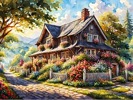 The puzzle is a wooden 500-piece house in the village. Village No. 5