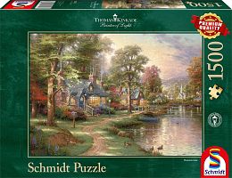 Puzzle Schmidt 1500 parts: On the lake. Thomas Kinkade