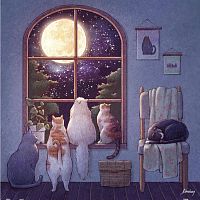 Pintoo 900-piece puzzle: Limdway. Watching the moon from the window