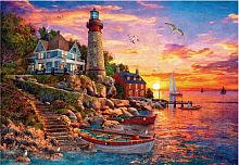 Step puzzle 4000 pieces: Lighthouse at Sunset