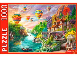 Puzzle Red Cat 1000 pieces: Landscape with balloons