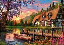 Step puzzle 4000 pieces: Sunset on the lake in the forest