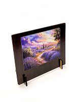 Wooden puzzle with 500 pieces. The magic of nature. Sunset over a lavender field
