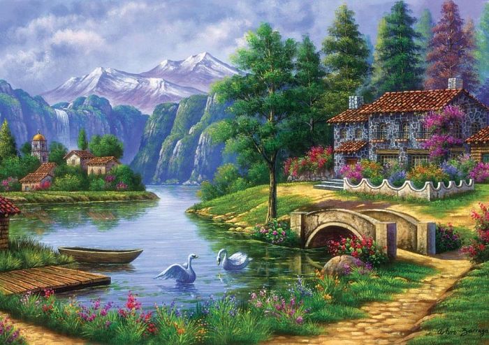 Puzzle Art Puzzle 1500 details: Village on the lake 5371