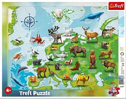 Trefl Puzzle 25 pieces: Map of Europe with animals (framed)