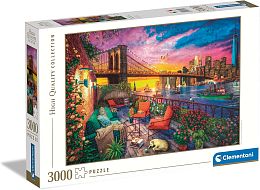 Clementoni 3000 piece puzzle: View from the balcony to the sunset in Manhattan