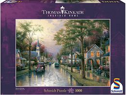 Jigsaw puzzle 1,000 pieces Schmidt: Morning in a small town. Thomas Kinkade