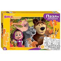 Step puzzle 24 Maxi puzzle details: Masha and the Bear (+coloring book)