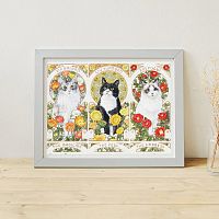 Pintoo Puzzle 1200 pieces: Jachu. Three paintings with cats in the style of Alphonse Mucha