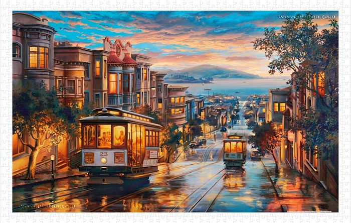 Pintoo 1000 pieces puzzle: E. Lushpin. Evening trams Н2362