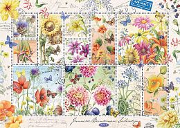 Puzzle Jumbo 1000 details: Stamps Summer flowers