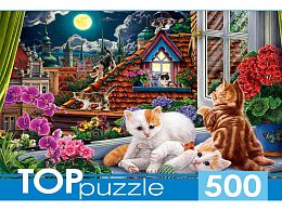 TOP Puzzle 500 pieces: Kittens on the roof