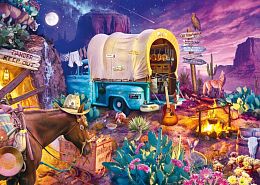 Schmidt 1000-piece puzzle: Jeff Haney. Wild West style camping