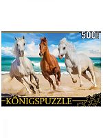 Konigspuzzle 500 Pieces Puzzle: Three Horses by the Sea