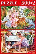 Puzzle Red Cat 2x500 pieces: Angels and ballerina