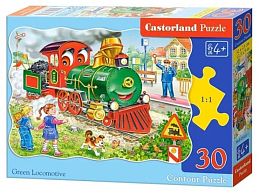 Jigsaw puzzle Castorland 30 items: Green locomotive