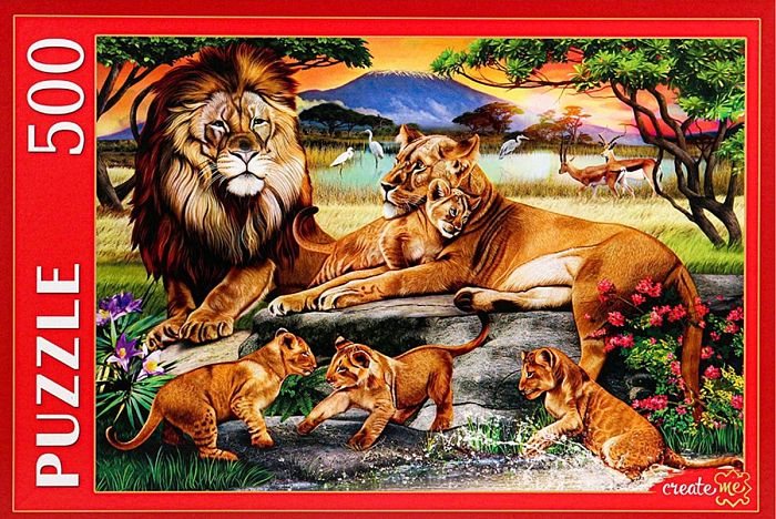 Puzzle Red Cat 500 details: The Family of lions Ф500-5146