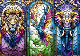 Trefl 1000-piece puzzle: Stained glass. Animals