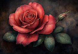 Alma PREMIUM wooden puzzle 1000 pieces. Flowers and still lifes. The Scarlet Rose
