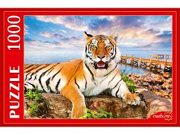 Puzzle Red Cat 1000 details: Tiger on the background of the sea