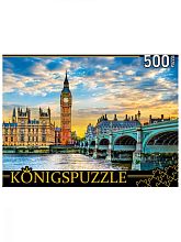 Konigspuzzle puzzle 500 pieces: Big Ben and the Vistmister Bridge at sunset