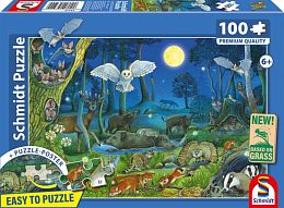 Schmidt 100-piece Puzzle: Animals in the Night Forest