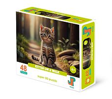 3D Jazzle Puzzle 48 pieces: A kitten on a walk