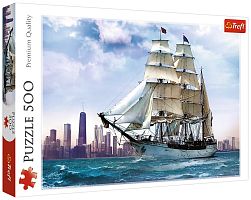 Trefl puzzle 500 pieces: Sailboat on the background of Chicago