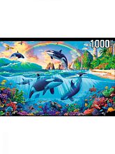 Konigspuzzle 1000 Pieces Puzzle: Killer Whales at Sunset