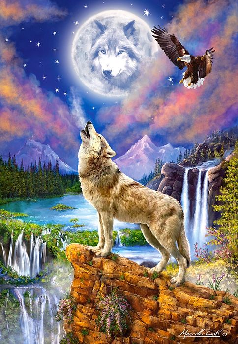 Puzzle Castorland 1500 details: Wolf night C-151806