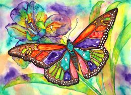 Nova 1000 Puzzle pieces: Colorful butterfly, watercolor