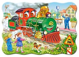 Jigsaw puzzle Castorland 30 items: Green locomotive