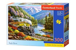 Puzzle Castorland 300 details: the steam Locomotive in the mountains