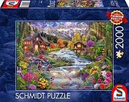 Schmidt 2000-piece puzzle: Idyll on the river in the mountains