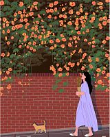 Pintoo 500-piece puzzle: CHEROK. Walking with a cat