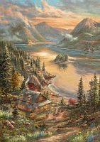 Schmidt 500-piece puzzle: T. Kincaid. Splendor on the lake shore
