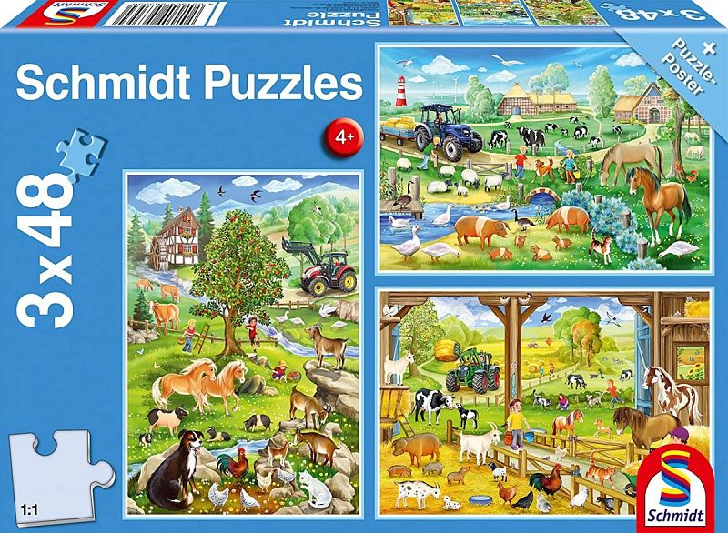 Puzzle Schmidt Spiele Tiere Alle meine Lieblingstiere Kinderpuzzle 3x48 T 