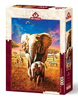 Art Puzzle 1000 pieces: Elephant with Baby elephant