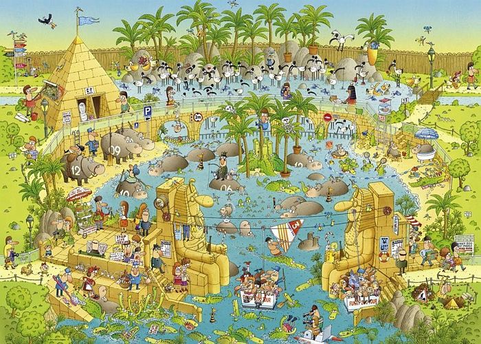 Puzzle Heye 1000 pieces-the Nile the zoo -- Degano: Funky Zoo - Nile Habitat - Nile zoo 29693