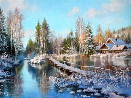 Painting by numbers Snow White: Winter on the river