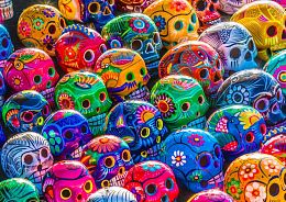 Enjoy 1000 Pieces Puzzle: Colorful Skulls