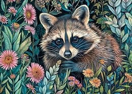 Cherry Pazzi Puzzle 1000 pieces: Raccoon in flowers