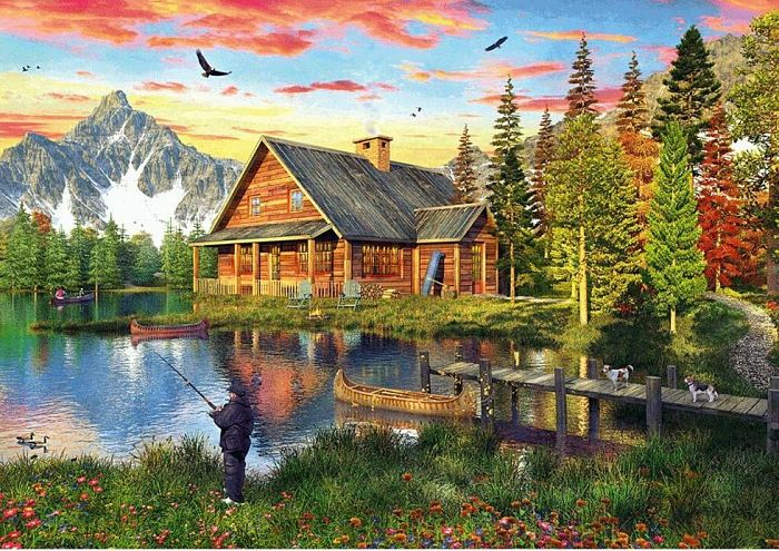 Schmidt puzzle 500 items: Fishing on the lake 58371
