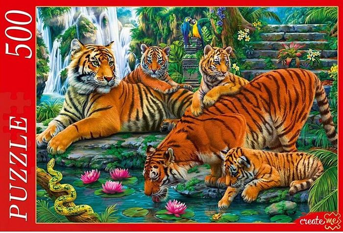 Puzzle Red Cat 500 details: Tiger Family Х500-2186