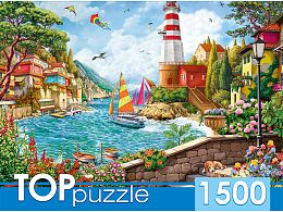 TOP Puzzle 1500 details: Lighthouse in a seaside town