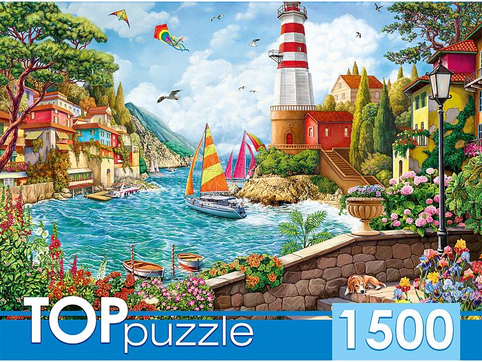 TOP Puzzle 1500 details: Lighthouse in a seaside town ХТП1500-1589